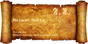 Neiman Metta névjegykártya